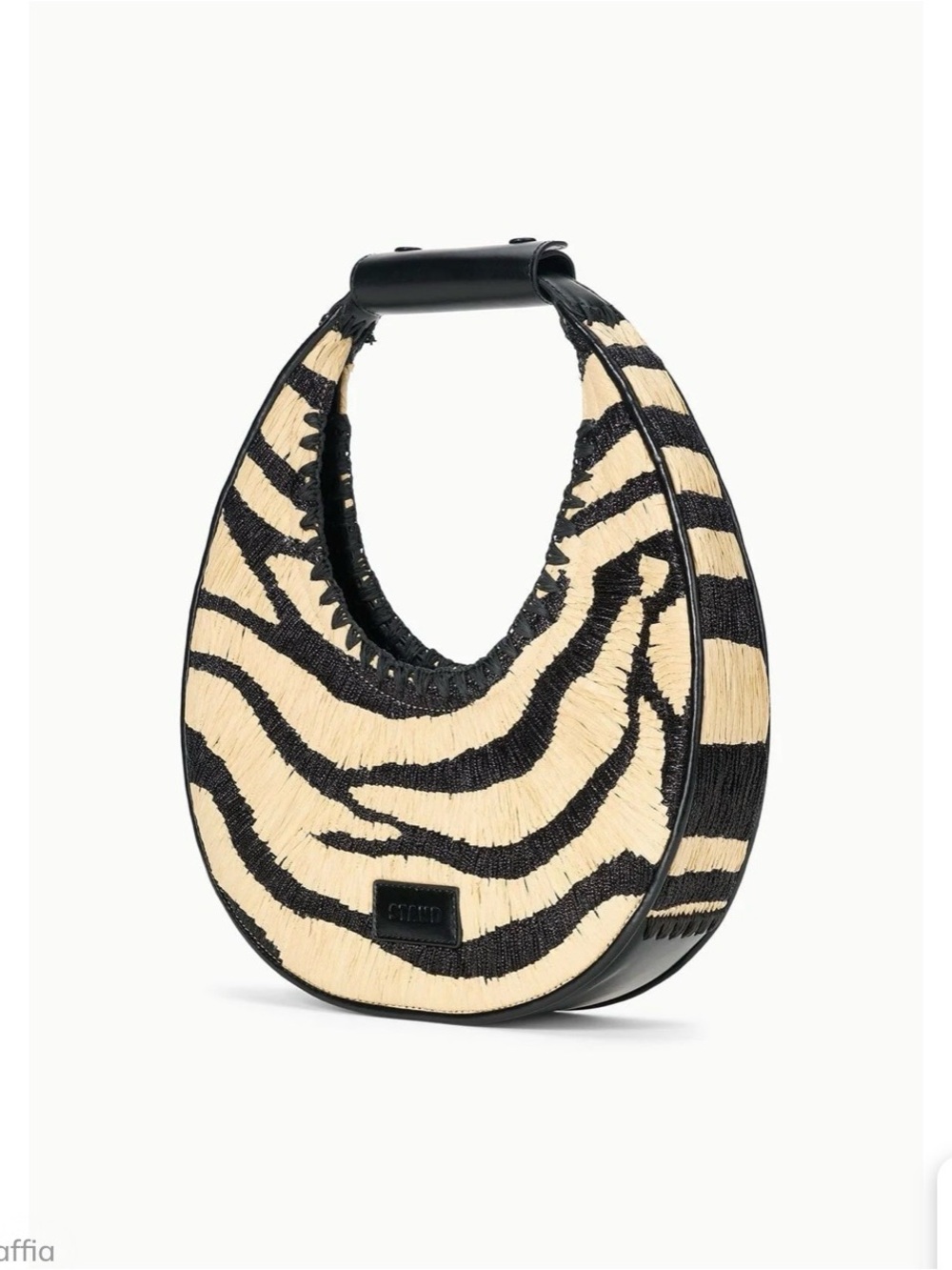 STAUD Zebra Raffia Moon Bag - Picture 3 of 5